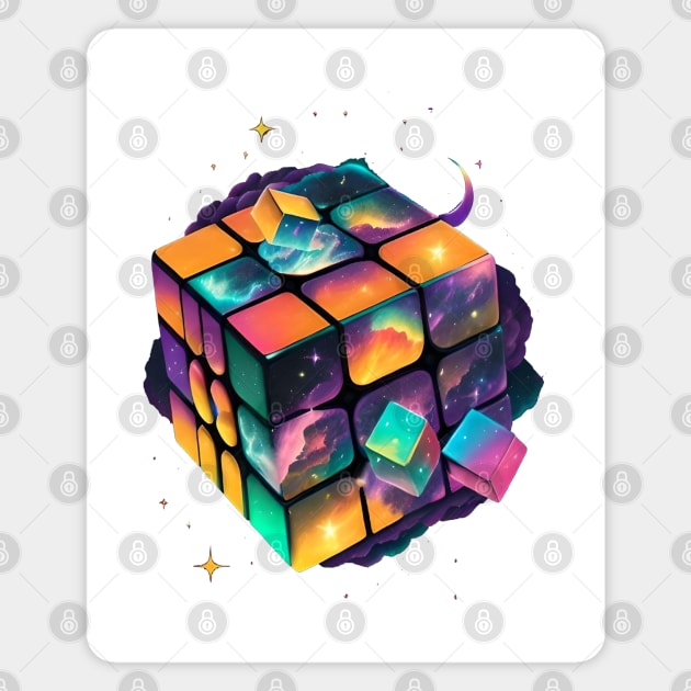 cosmic rubik's cube Magnet by Evgeny